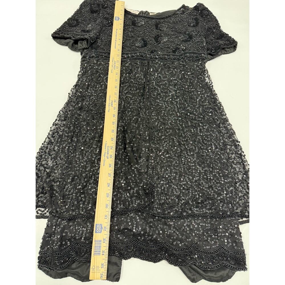 Vintage Lawrence Kazar Black Beaded Cocktail Formal Dress medium Silk - Picture 2 of 7